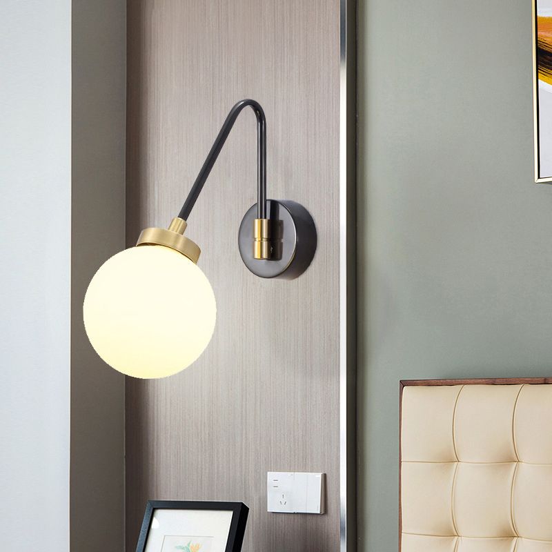 1/2 luci globali Monte a parete Global Light Mid Century Modern Opal Glass Wall Sconce in ottone