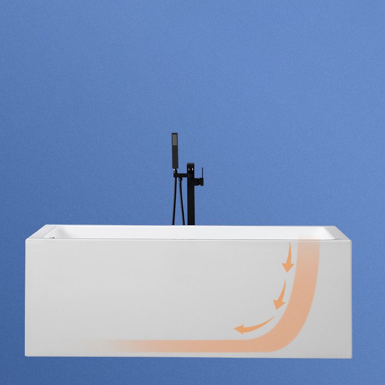 White Acrylic Rectangular Bathtub Soaking Freestanding with Left Drain