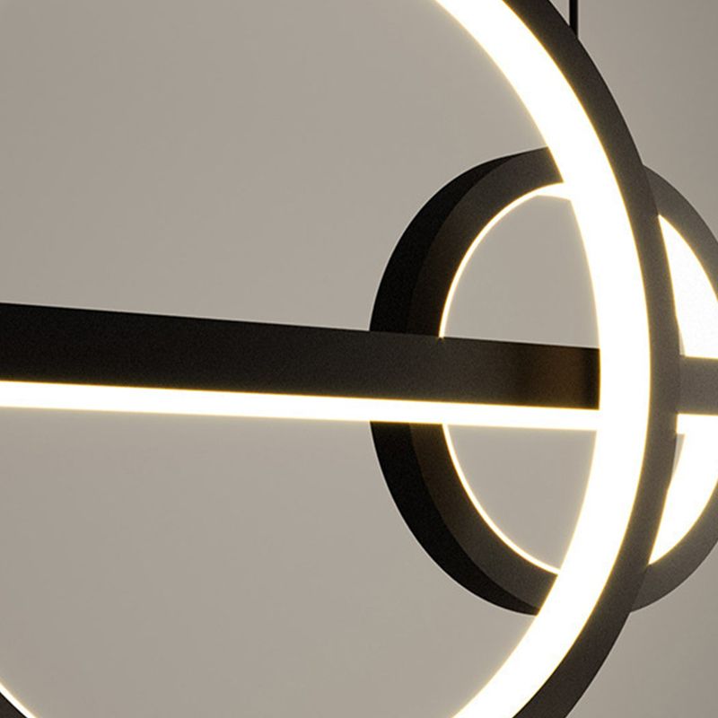 Unique Shape Hanging Island Lights Modern Chandelier Light Fixture in Black