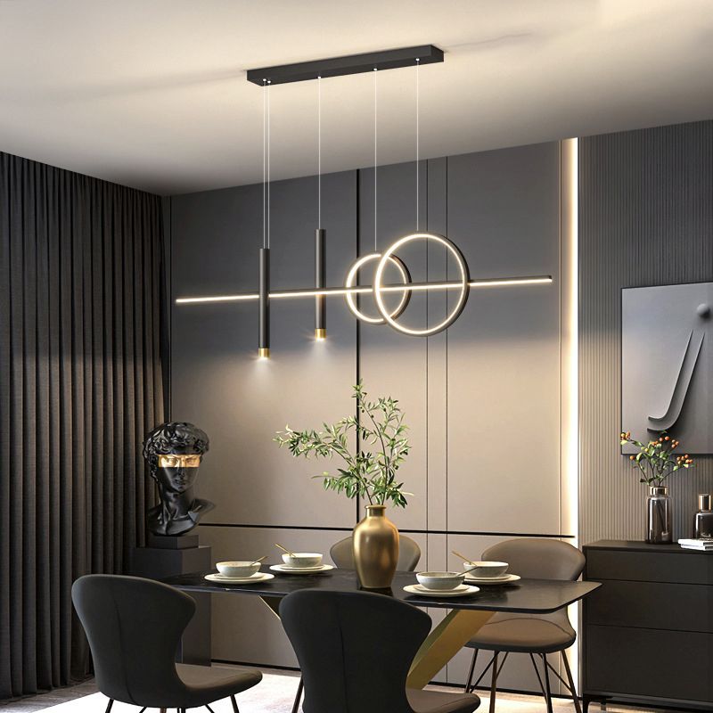 Modern Concise LED Pendant Light Metal 5-Light Island Light for Dining Room