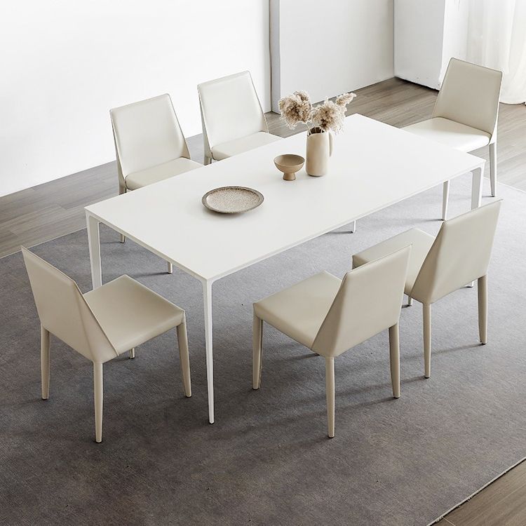 Stone Top Dining Table Rectangle Contemporary Dining Table with 4 Legs