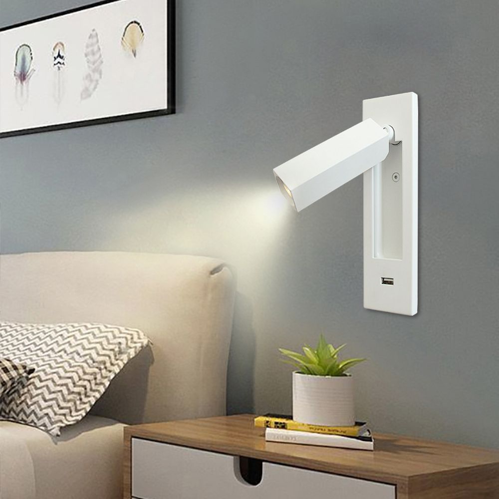 Schlafzimmer Flush-Mount LED Wandleuchter moderner Nachtleuchten mit rechteckig verstellbarem Scheinwerfer