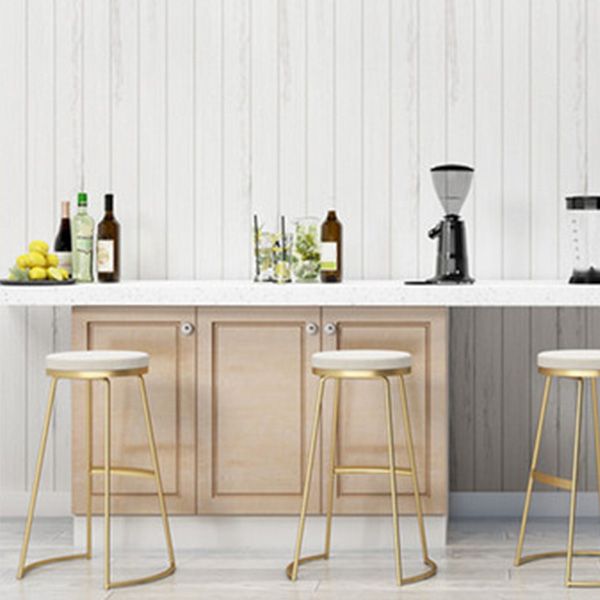 Modern Backrest Armless Counter Stool Metal Bar High Stool with Leather Cushion