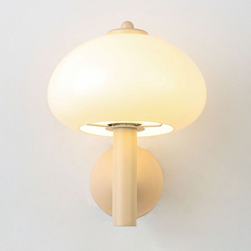 Modern Metal Wall Sconce Mushroom Shape Wall Light with Glass Shade for Living Room