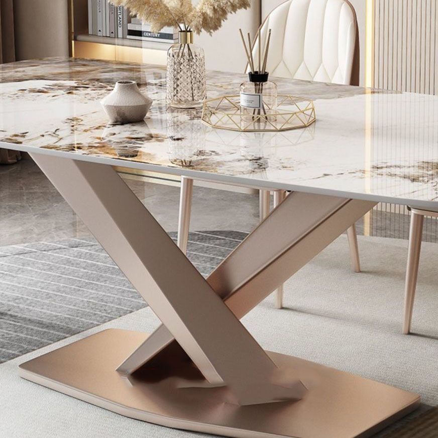 Modern Dining Set 1/5/7 Pcs Sintered Stone Top Table with Dining Upholstered Chairs