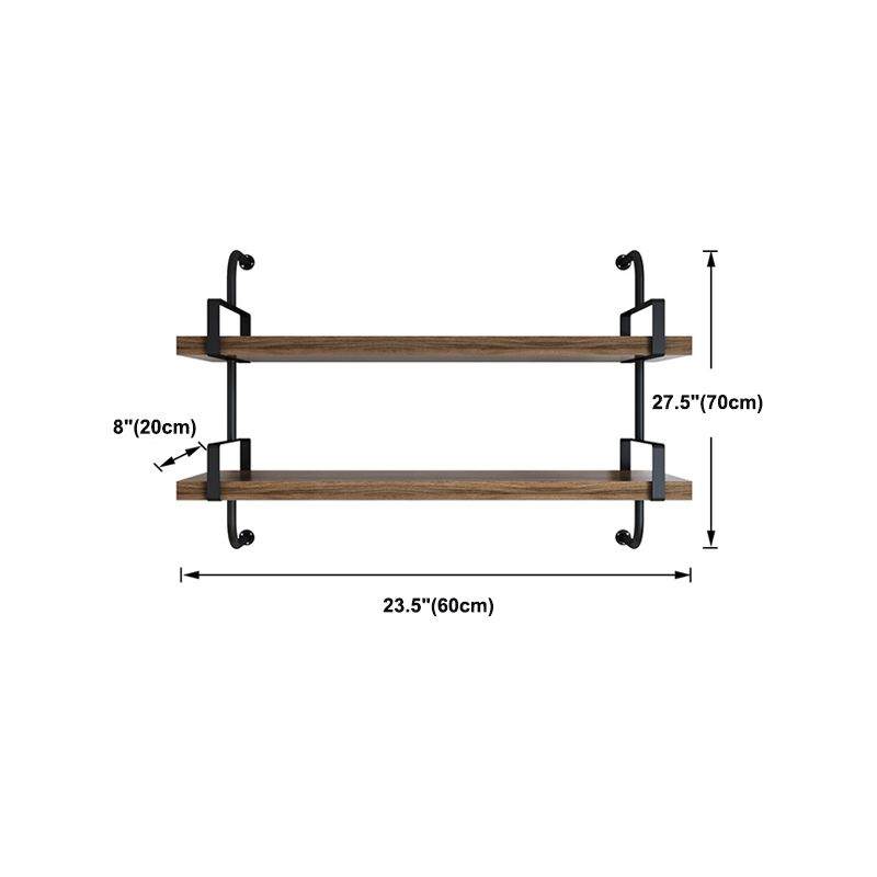 7.87" Wide Solid Wood Floating Shelf Industrial Wall Mounted Bookshelf