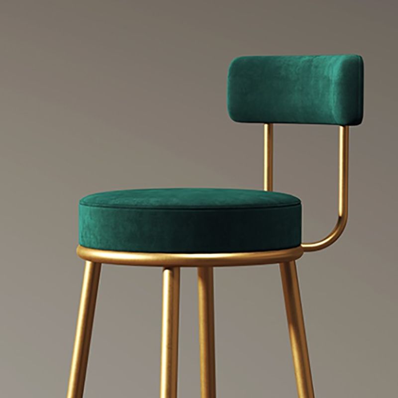Nordic Glam Style Bar Stool Round Counter Bar Stool with Metal Legs