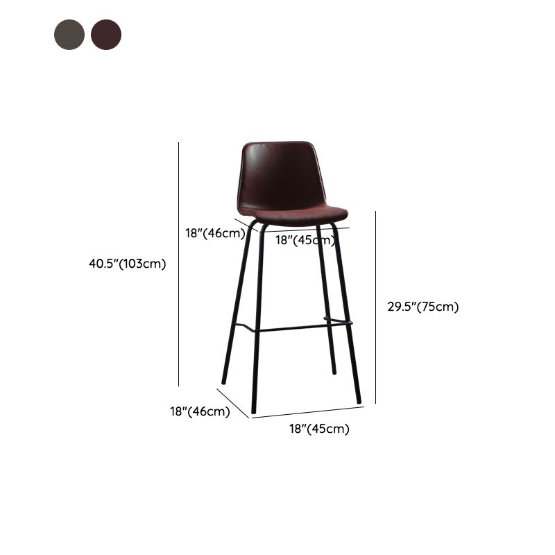 Faux Leather Dining Stools Armless Bucket Bar Stools with Footrest