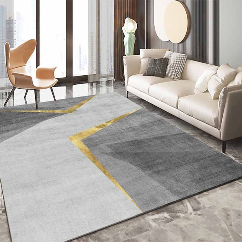 Grey Modern Rug Tie-Dye Pattern Polyester Area Carpet Stain Resistant Rug for Home Decor
