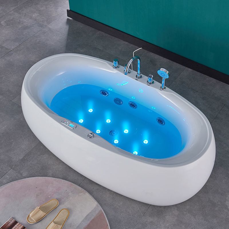 Freestanding Bath Acrylic Soaking White Heater Included Bathtub