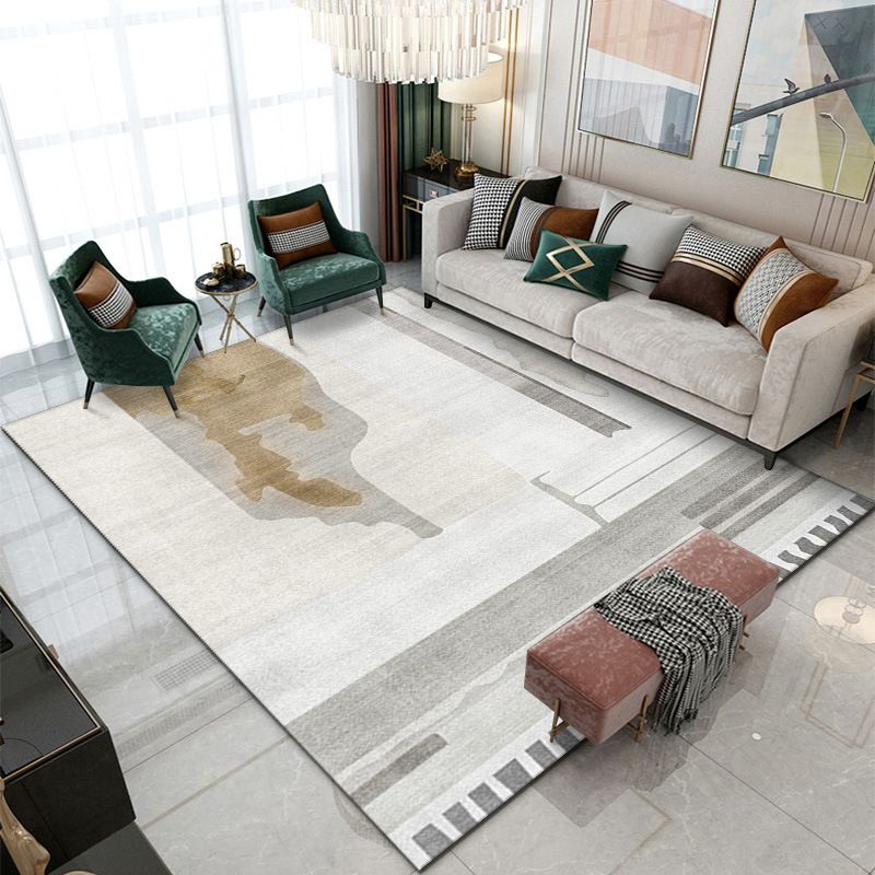 Contemporary Abstraction Rug Polyester Rug Stain Resistant Area Carpet for Living Room
