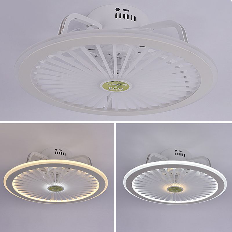 Weiße radförmige Spülenhalterende Deckenventilator Leichte Nordische Acryl -LED -Halbflush -Licht