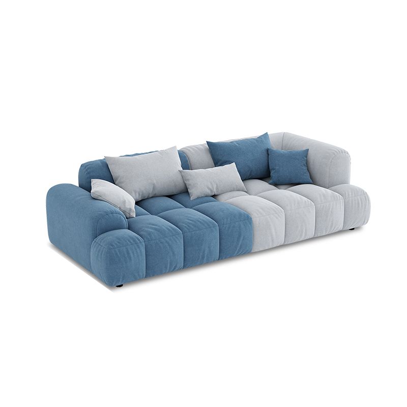 Scandinavian Sofa & Chaise in Blue and White Recessed Arm Sofa