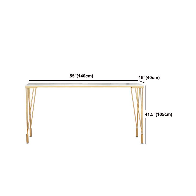 Indoor Rectangle Cocktail Bar Table White Marble and Metal Bistro Bar Table