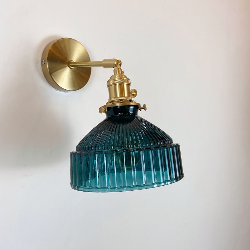 Single Golden Modern Wall Mounted Sconce Glass Shaded Wall Light for Living Room
