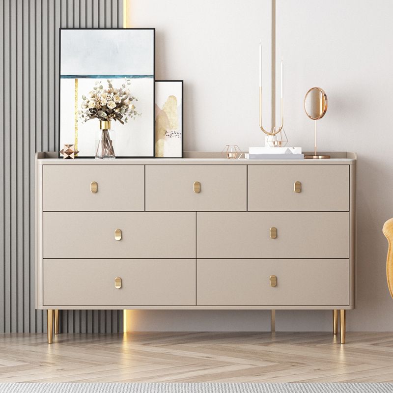 Glam Horizontal Double Dresser Stone Storage Chest with Drawers for Bedroom