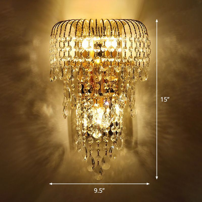 Lampe murale à goutte à goutte à cristaux en osier moderniste 3 lumières Éclairage d'applications de la chambre en or