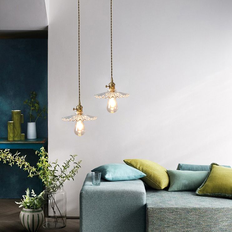 Glazen gearceerde hangende plafondlicht Minimalistische stijl Hangend hanglampje in goud