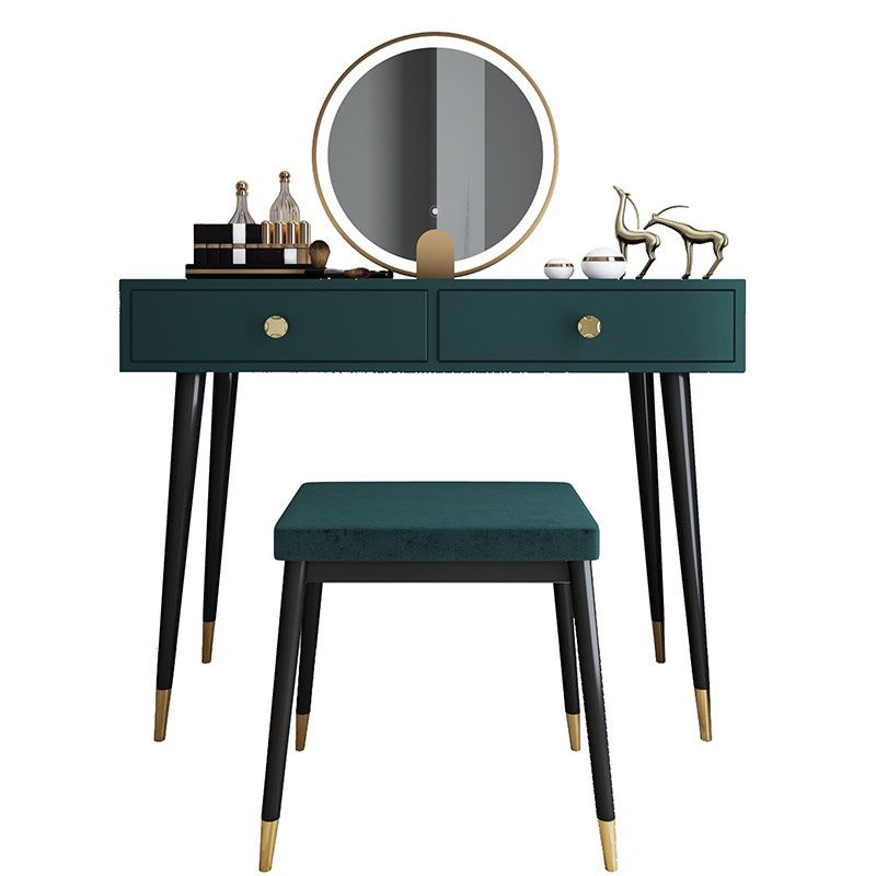 Modern Solid Wood Vanity Dressing Table with Mirror and Stool