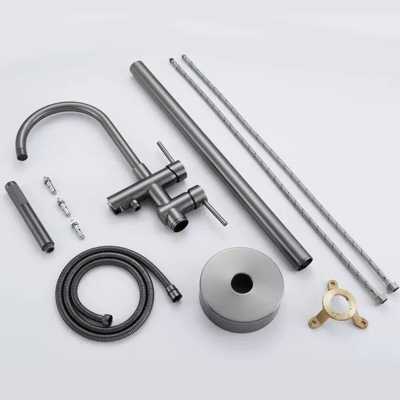 Brass Freestanding Tub Filler Floor Mounted Tub Filler with Lever Handles