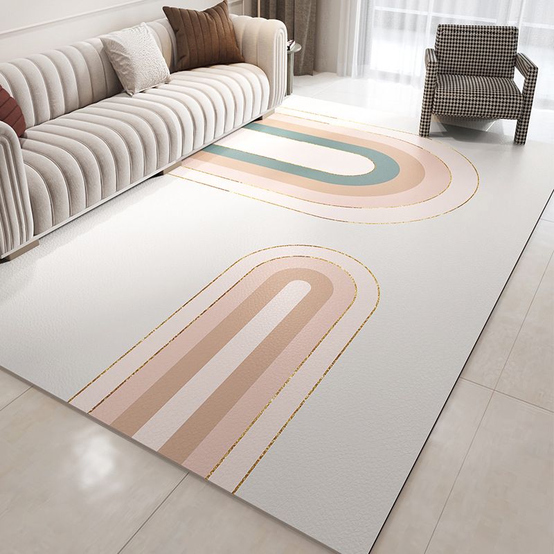 Light Gray Modern Rug Blending Striep Rug Stain Resistant Rug for Drawing Room