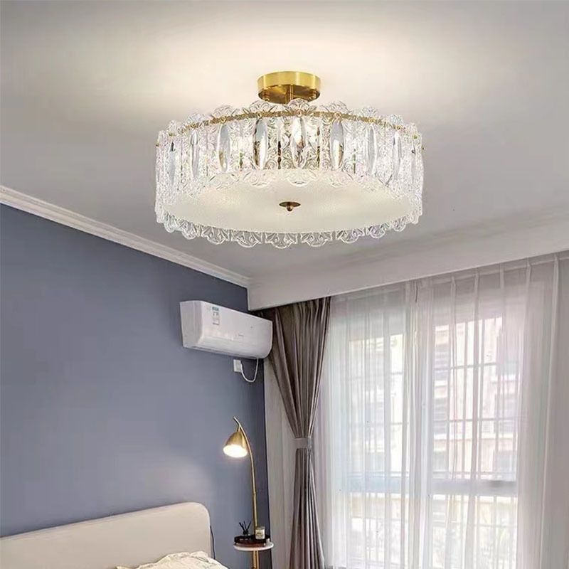 Modern Geometric Ceiling Light Glass Flush Mount Light for Living Room
