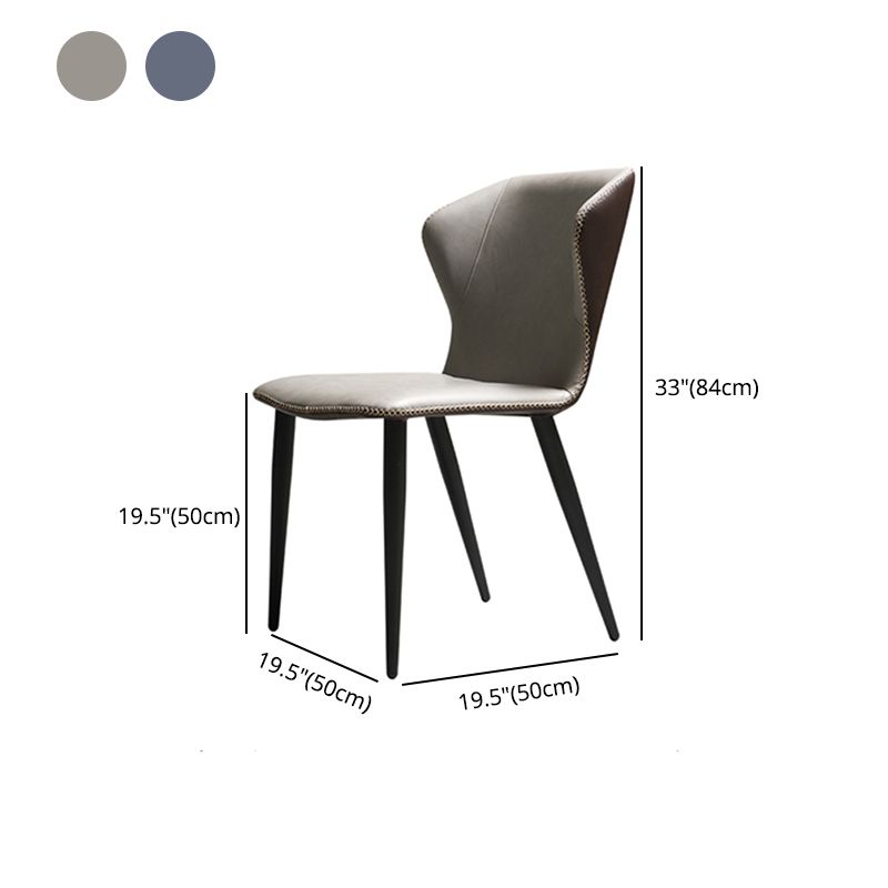 Sillas de comedor estilo moderno Sillas orejeras sin brazos para cocina con patas de metal