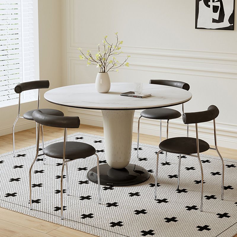 Contemporary Kitchen Dinner Table Round Pedestal Dining Table