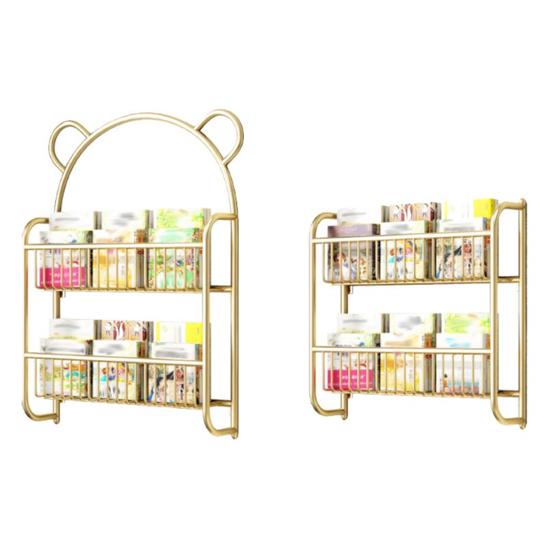 Wall Mounted Standard Bookshelf Metal Shelves Included Bookcase in Gold