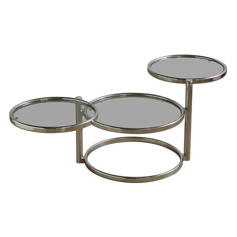 Round with Metal Accents Coffee Table Extendable Modern Glass Cocktail Table