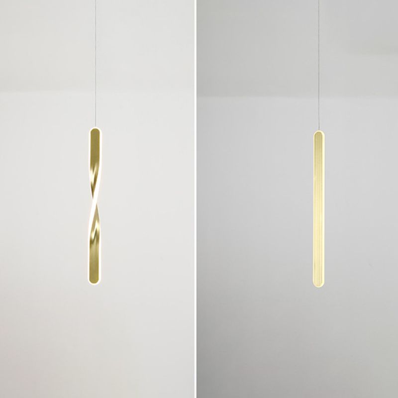 1 Light Linear Hanging Pendant Modern Style Metal Hanging Lighting for Living Room