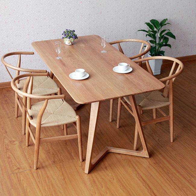 Modern Armrest Backrest Chair with Wooden Legs for Dining Room