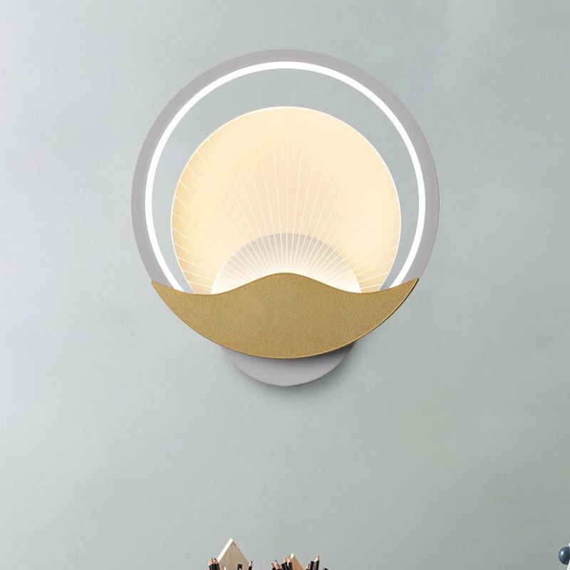 Ring Bed SCONCE METALLISCHE LED Modern wandlamp met een paneelacrylschaduw in zwart-goud/wit-goud, wit/warm licht