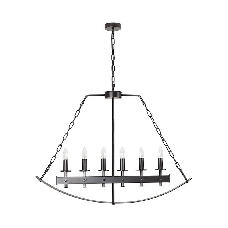 Metal Black Island Lighting Exposed Bulb 6 Lights  Classical Ceiling Pendant for Dining Room