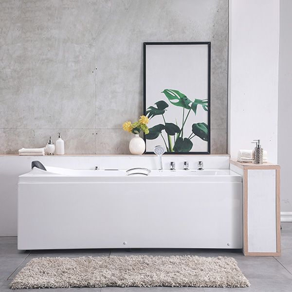 Modern Acrylic Rectangular Bathroom Bathtub with Drain White Tub