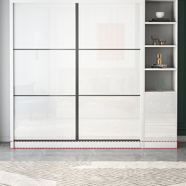 White Engineered Wood Wardrobe Closet Contemporary Storage Cabinet