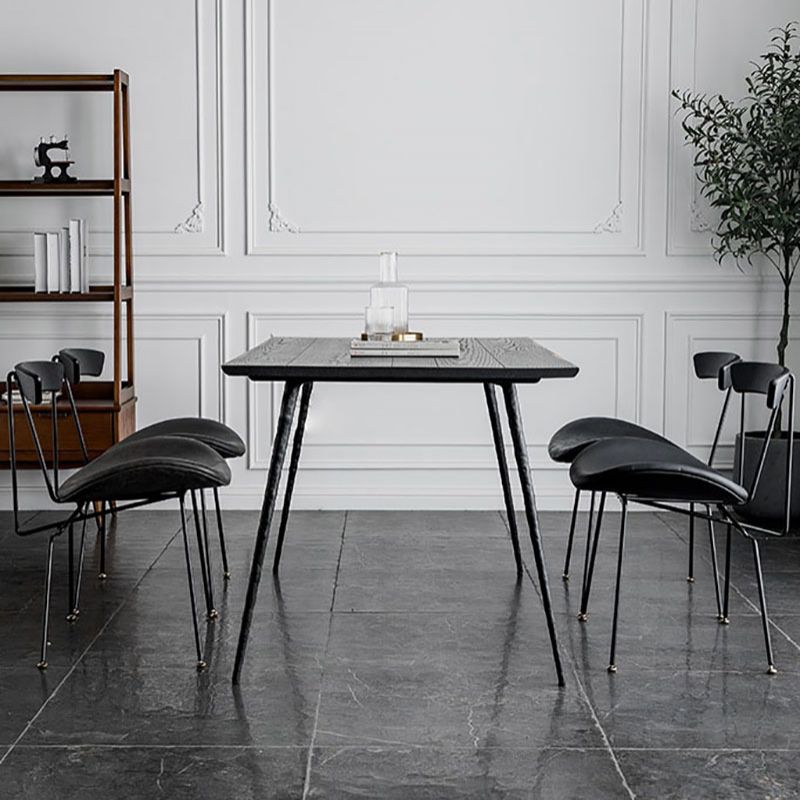 Silla lateral de comedor de metal industrial con respaldo abierto, silla sin brazos para restaurante