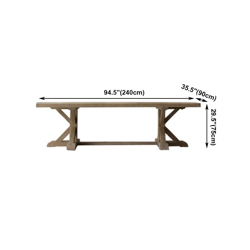 Modern Pine Wooden Table for Restaurant Rectangle Dining Table with Trestle Base