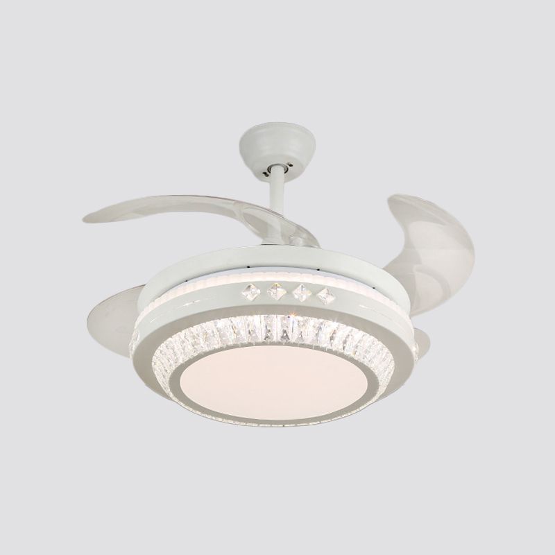 Simpulla Light a fiiling semifulò da 19 "Luce a filo rotondo a sospensione con tonalità acrilica, 4 lame