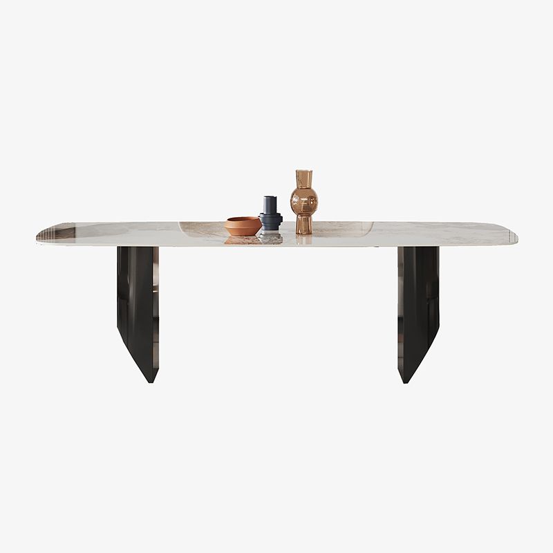 Metal Traditional Luxury Rectangle Table Sintered Stone Top Indoor Table for Home