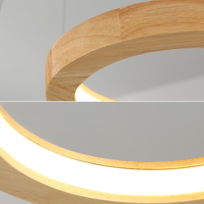 Sospensione in legno circolare Luce minimalista a LED Isola sospesa per il ristorante