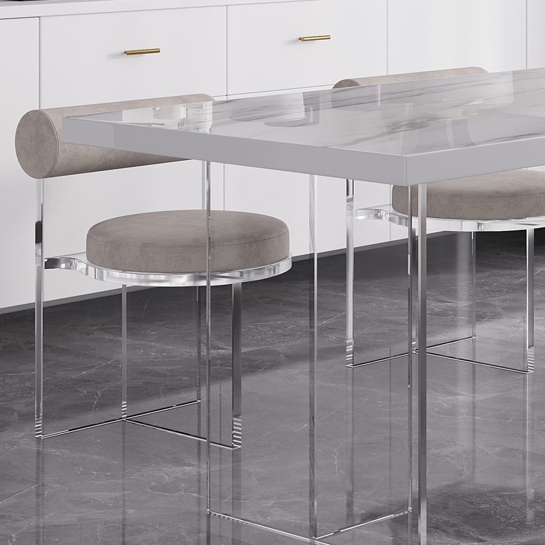 Modern Rectangular Stone Top Dining Table with Acrylic Legs for Living Room