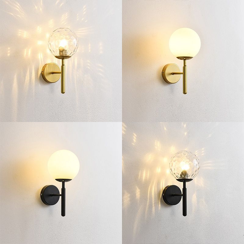 Modern Style Ball Wall Sconce Glass 1 Light Sconces for Bedroom
