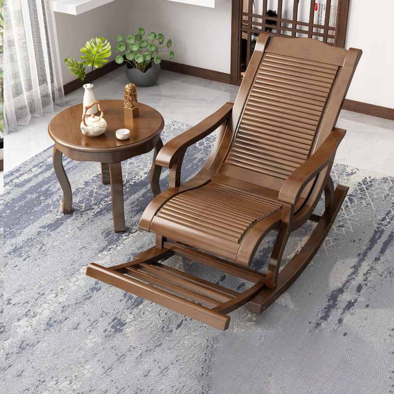 Traditional Solid Wood Rocking Chair Pure Color Recliner Chair