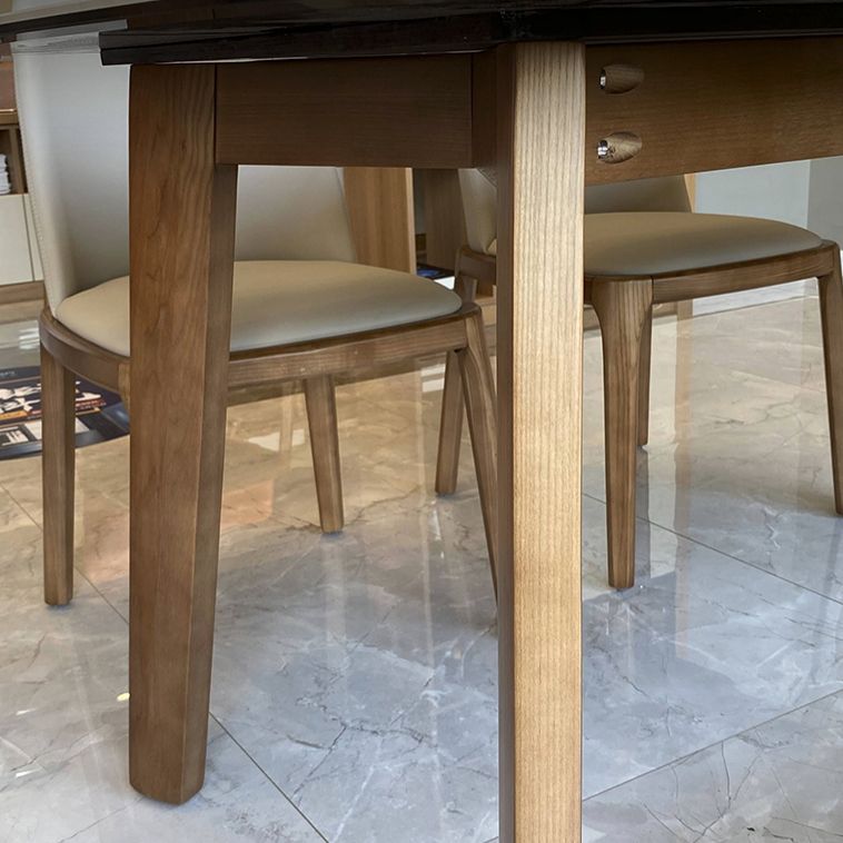 Mesa de comedor rectangular moderna, patas de madera maciza, mesa de cocina y comedor