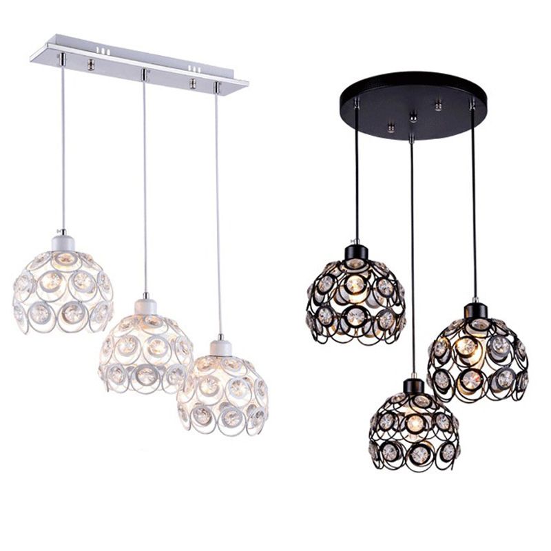 Suspension du pendentif moderne dôme suspendu à cristal clair avec un cordon suspendu à 39,5 "