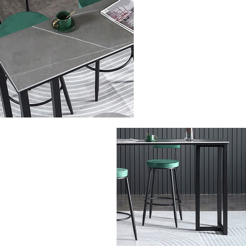 Industrial Bar Height Table Stone Top Bistro Table with Black Base