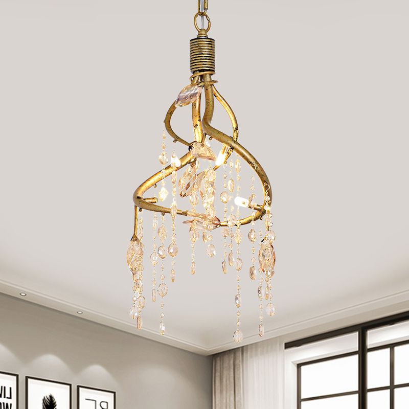 Amber Crystal Gold Drop lampe en cascade 4 ampoules