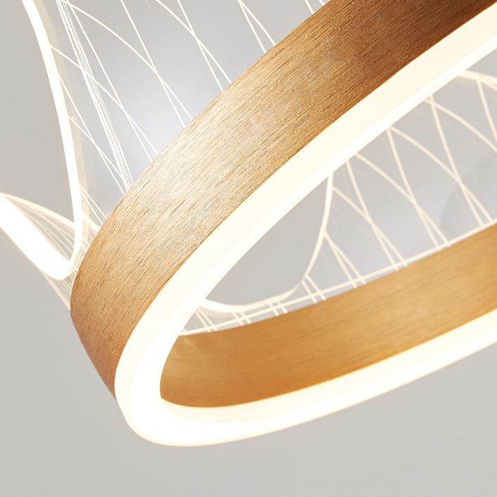 Minimalist LED Suspension Light Gold Crown Shaped Chandelier with Acrylic Diffuser