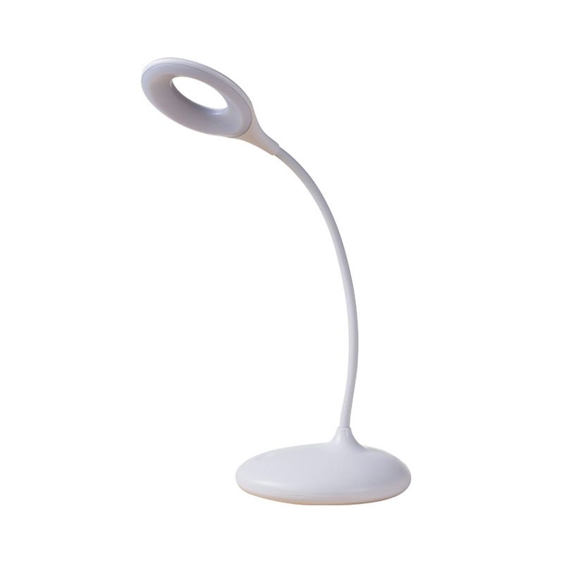 Brown/White Circle Shade Adjustable Table Light Contemporary LED Desk Lamp for Study